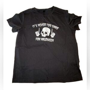 Black It’s Never Too Early for Halloween Skeleton T-Shirt Women’s Size XL